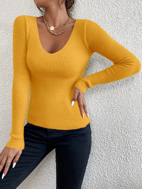 Phoebe |  Knitted Sweater with V-Neck