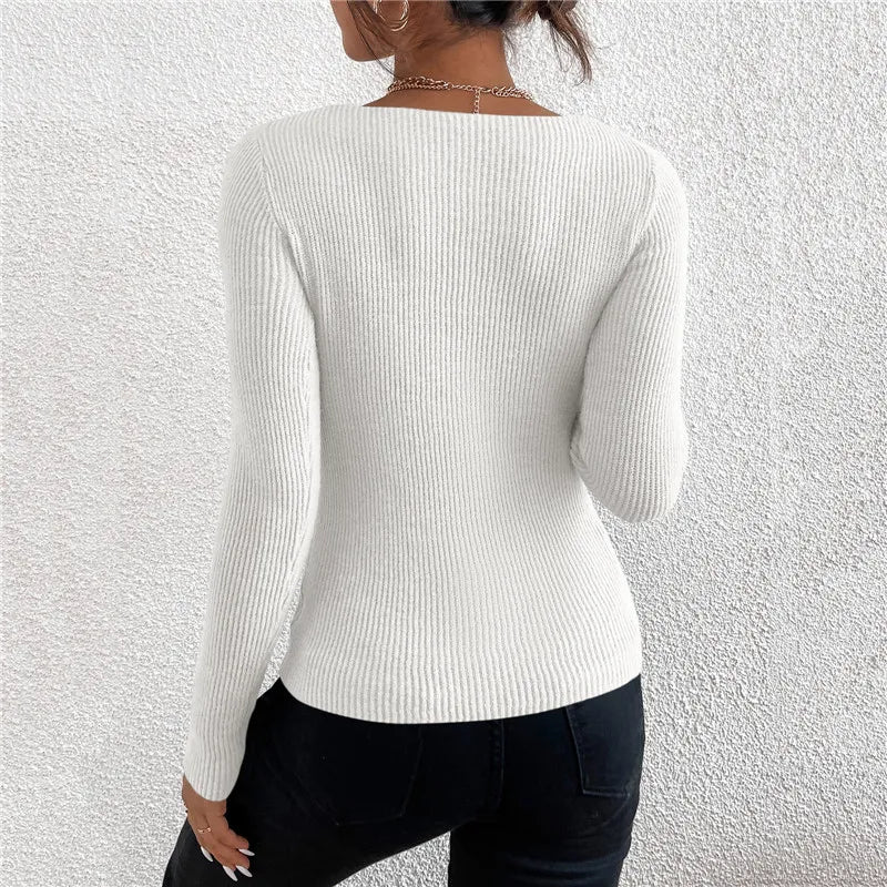 Phoebe |  Knitted Sweater with V-Neck